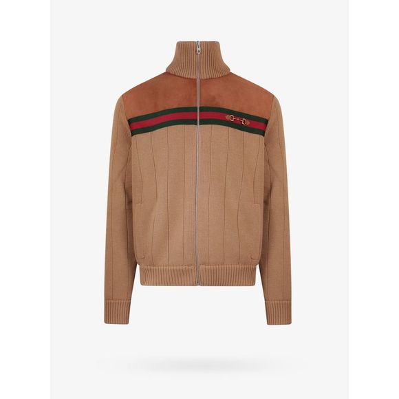 Gucci Jackets & Coats Gucci Man Wool And Suede Jacket With Iconic